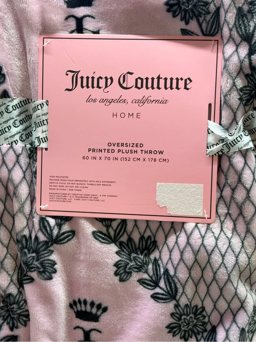 Juicy Couture Pink Throw Blanket